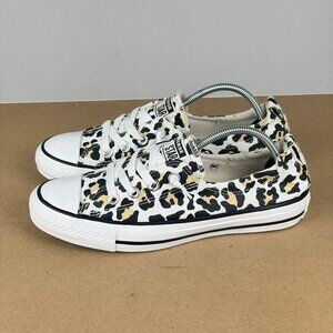 Converse Shoreline Leopard Print Elastic Heel Sneakers Womens 8 White Tan Black